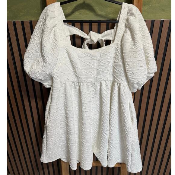 Free People Women's Violet Mini Dress Babydoll White Size Large NEW - Picture 3 of 10